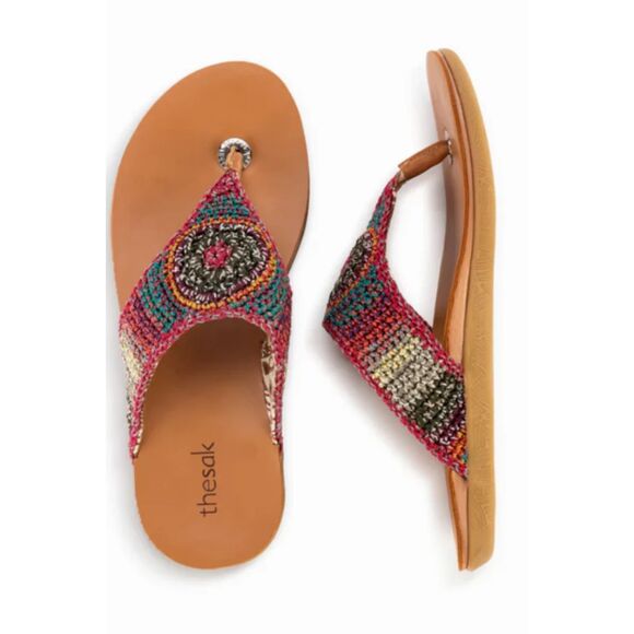 SAK Shana Crochet Thong Sandal Sunset Stripe 7 - Picture 2 of 6